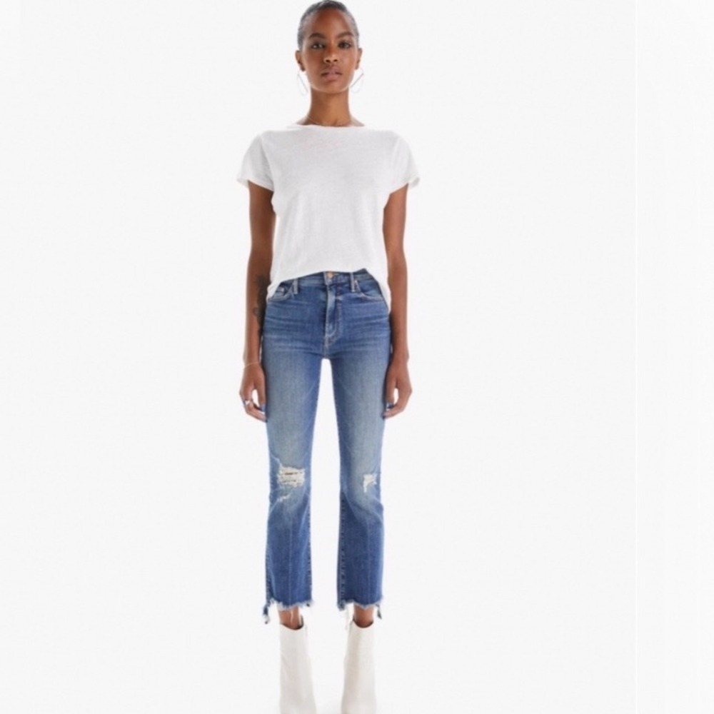 Mother The Insider Crop Step Chew Jeans Dancing On Coals Size 26 Distressed